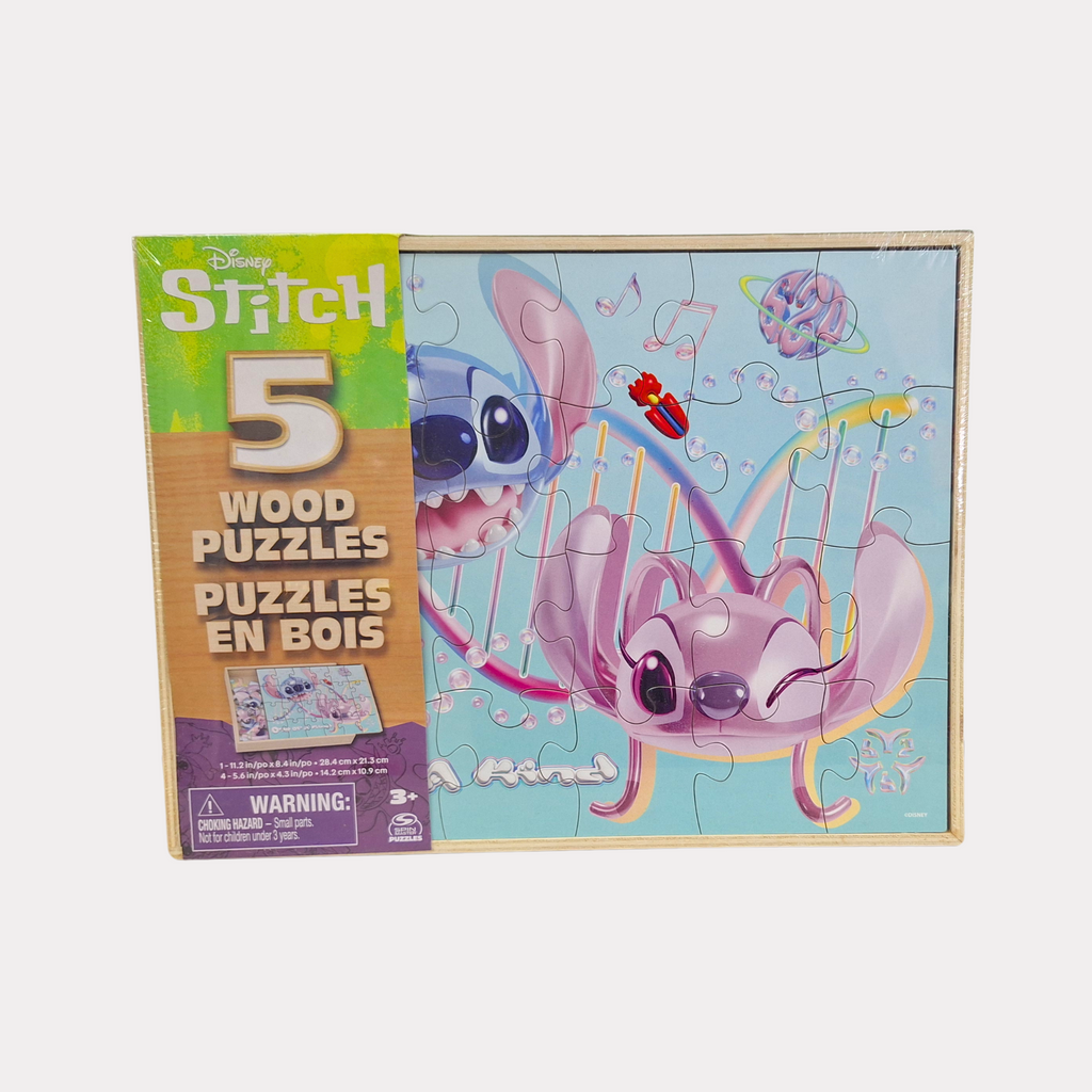 Rompecabezas de Stitch, piezas de madera, 5 diseños para armar
