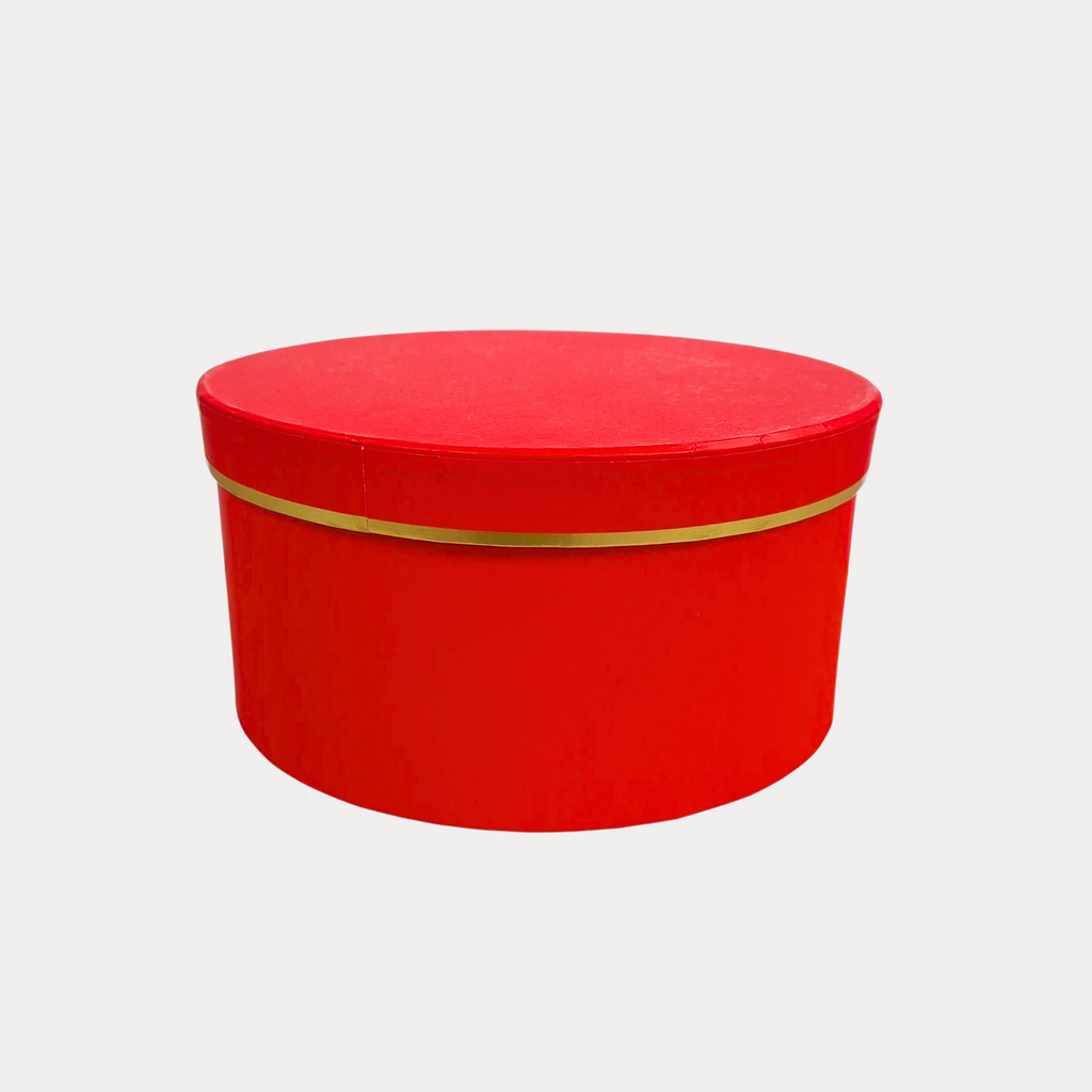 Caja de Regalo Redonda, 8 Plg, con tapa, color rojo