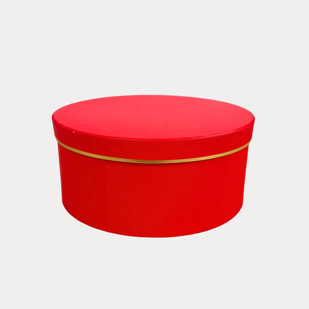 Caja de Regalo Redonda, 10 Plg, con tapa, color rojo