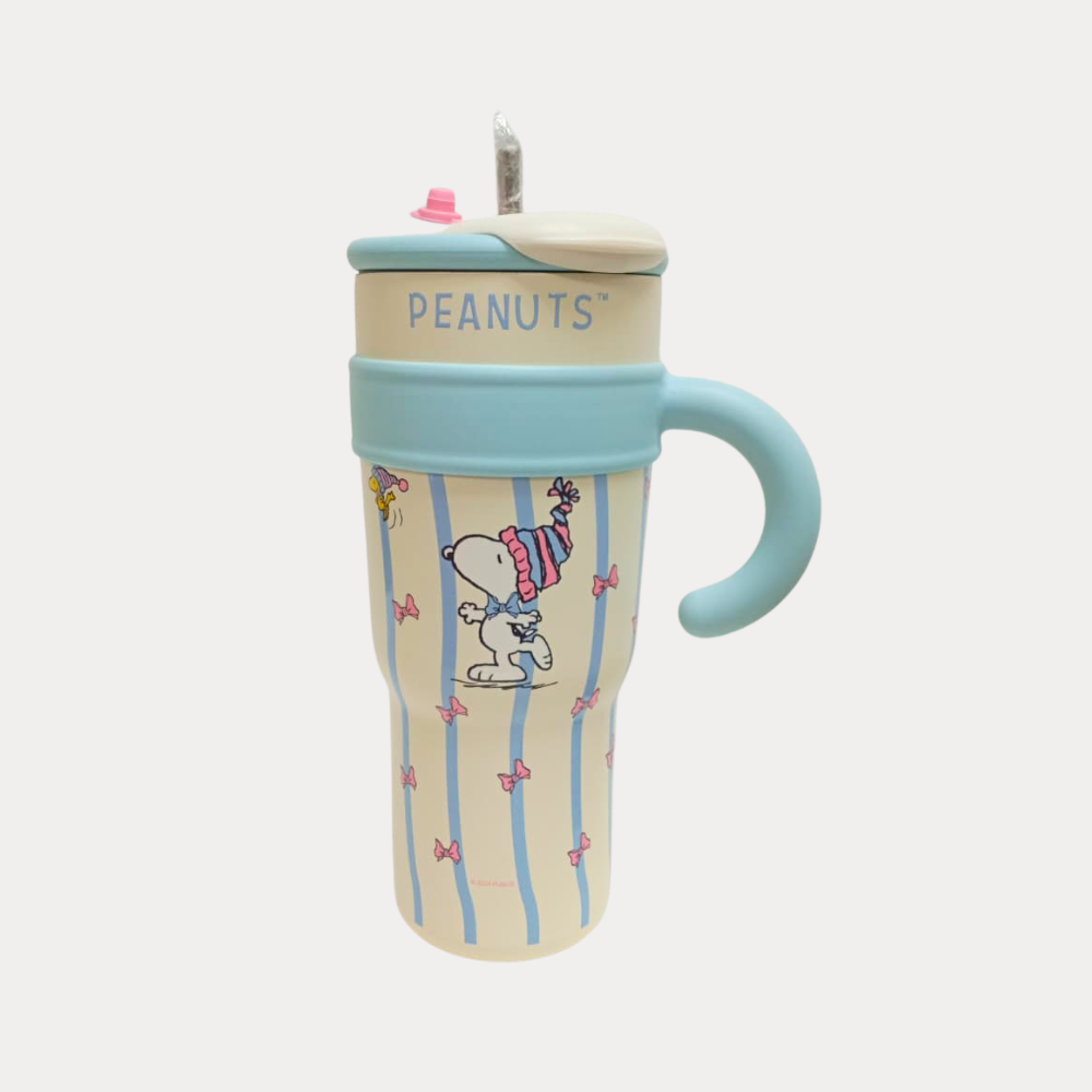 Vaso de Snoopy, acero inoxidable, 1250 ml, diseño en azul y blanco