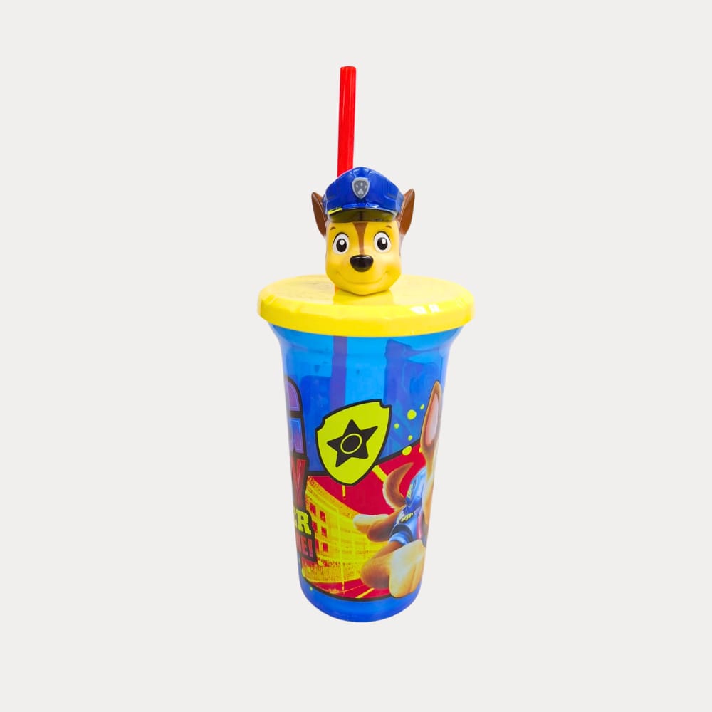 Vaso de PAW Patrol con Pajilla, plástico resistente, 5.5 Plg