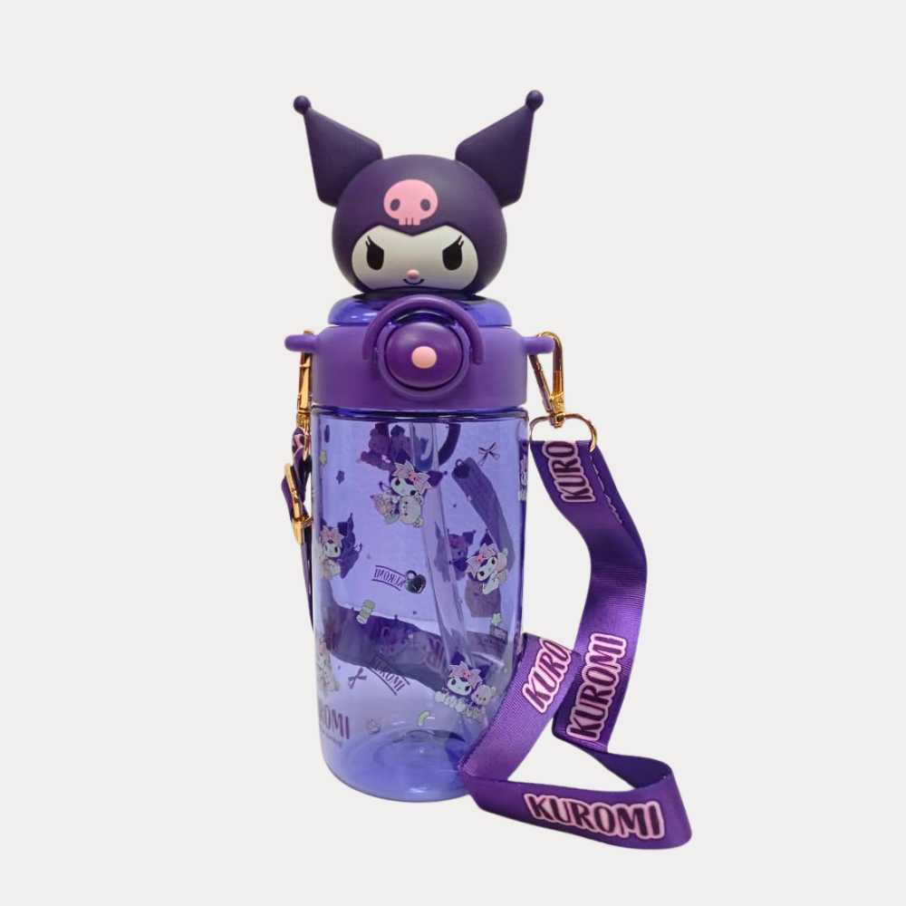 Bote de Kuromi, 650 ml, con correa ajustable