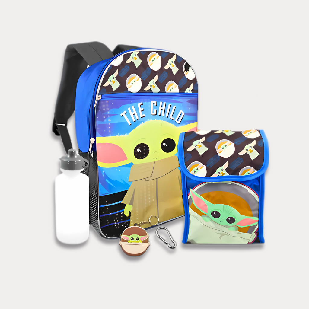 Mochila de Bebe Yoda, 16 Plg, set de 5 piezas