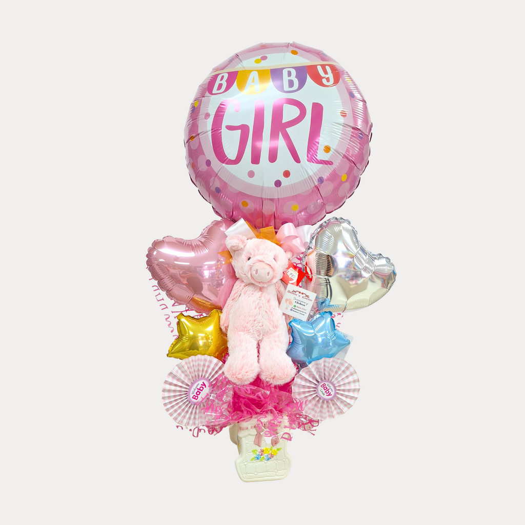 Regalo para Baby Shower de Niña, con globo de 18 Plg, grande, diseño cerdito