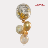 Arreglo de Globos con Helio Personalizado, burbuja 24 Plg + 4 globos, diseño Eleganza