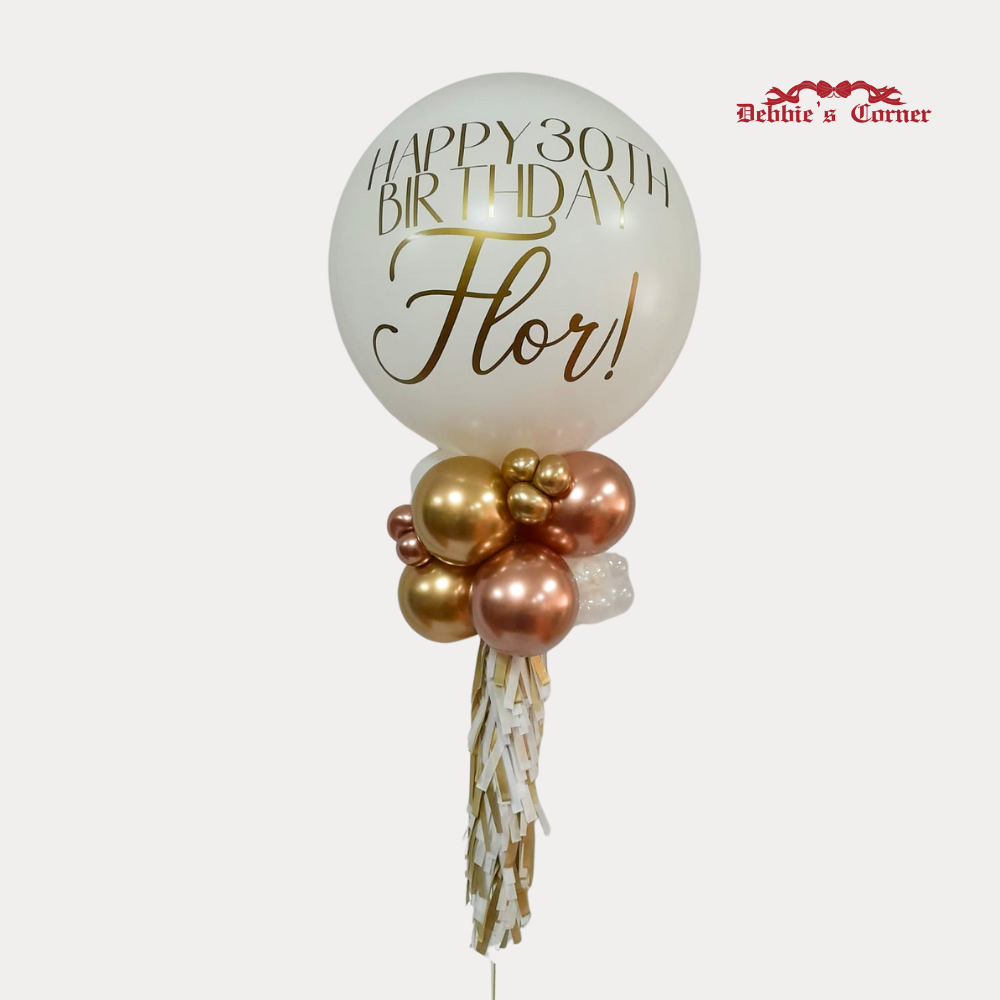 Globo con Helio Personalizado de 3 pies, de látex, con guirnalda