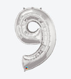 Globo de Número Nueve, metalizado, 34 Plg, varios colores