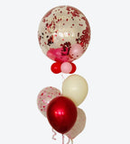 Arreglo de Globos con Helio Personalizado, burbuja 24 Plg + 4 globos, diseño Eleganza