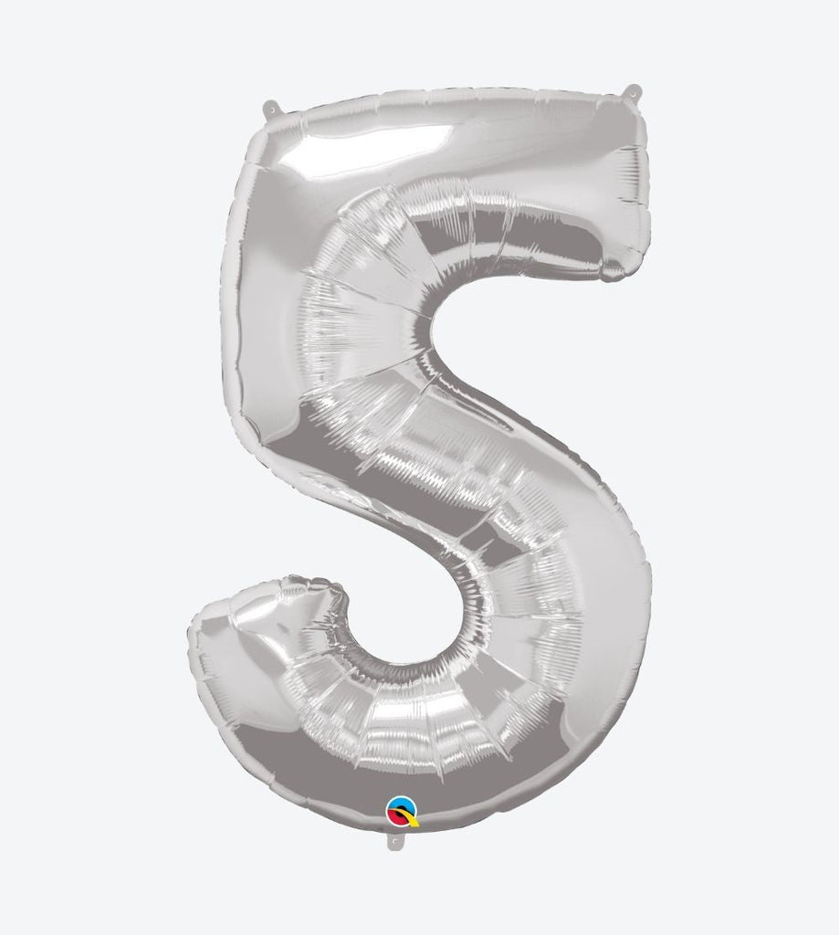 Globo de Número Cinco, metalizado, 34 Plg, varios colores
