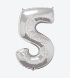 Globo de Número Cinco, metalizado, 34 Plg, varios colores
