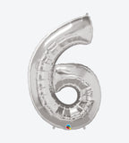 Globo de Número Seis, metalizado, 34 Plg, varios colores