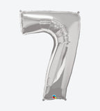Globo de Número Siete, metalizado, 34 Plg, varios colores