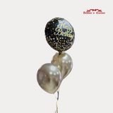 Arreglo de Globos con Helio, 1 metalizados + 2 globos, diseños varios