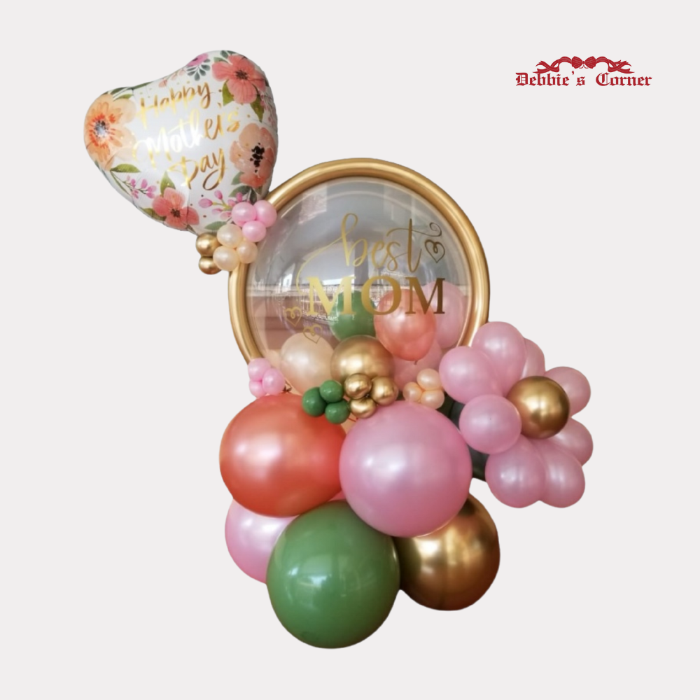 Bouquet de Globos Día de la Madre, mediano, con burbuja personalizada