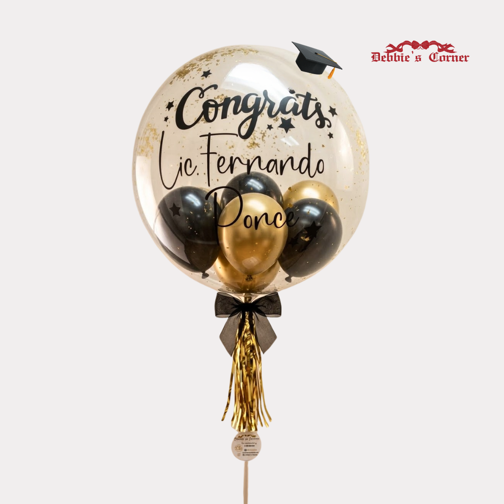 Globo con Helio Personalizado para Graduación, de 24 Plg, con birrete
