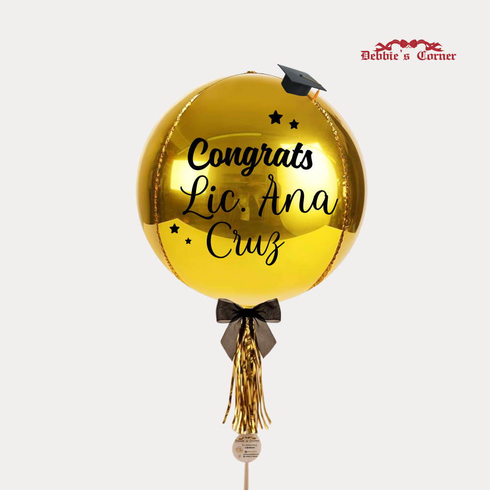 Globo con Helio Personalizado para Graduación, de 21 Plg, Orbz con birrete