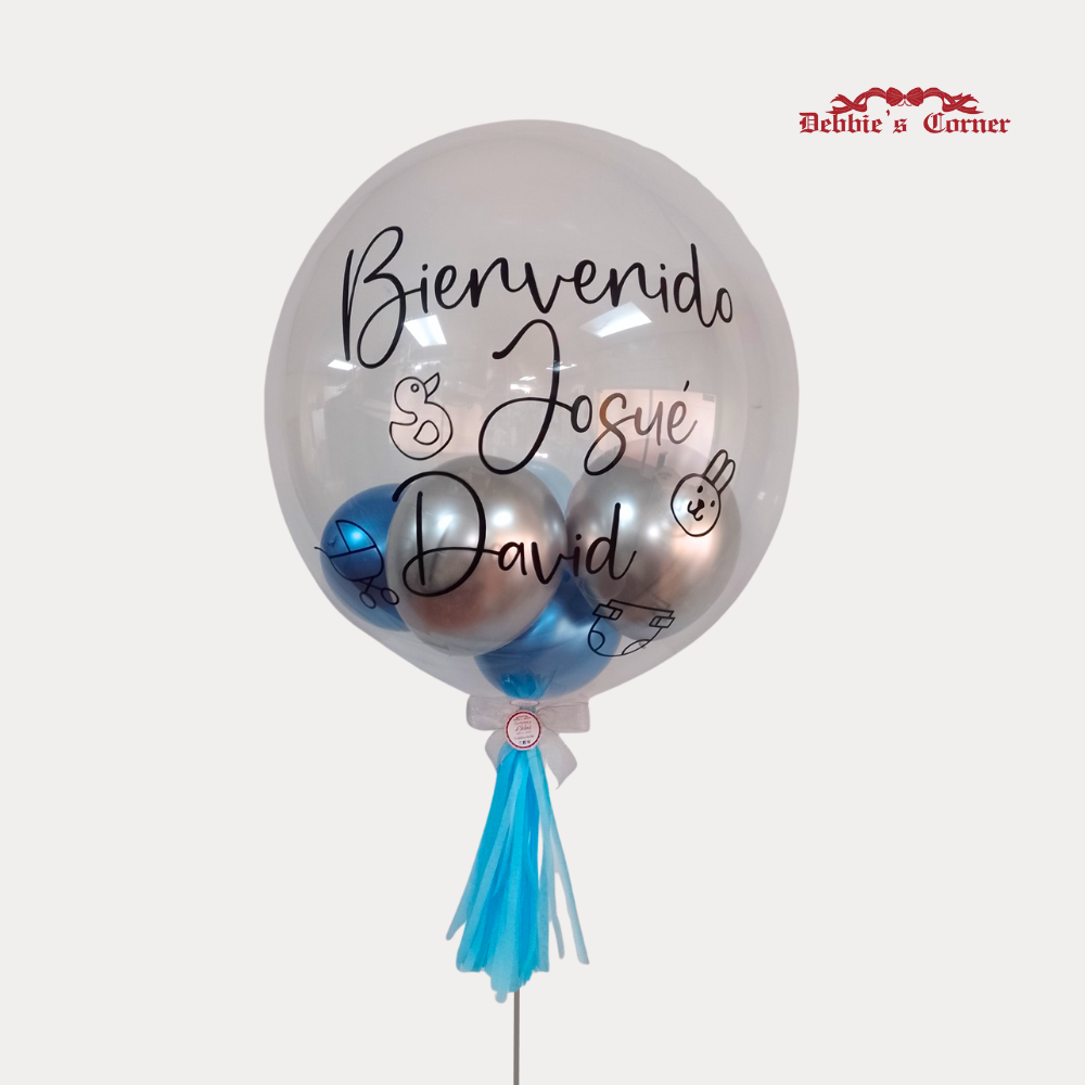 Globo con Helio Personalizado para Baby Shower, de 24 Plg, diseño estándar azul o rosado